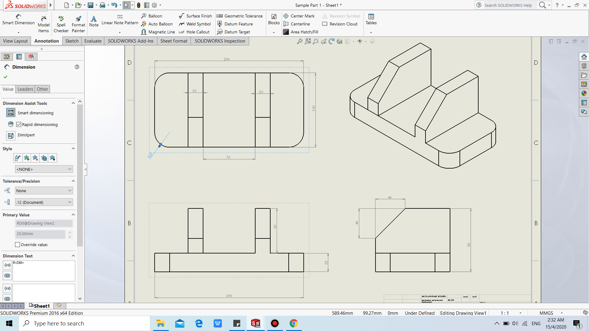 Pengenalan Kepada Solidwork: 3D Part Modeling, Drawing & Dimensioning ...